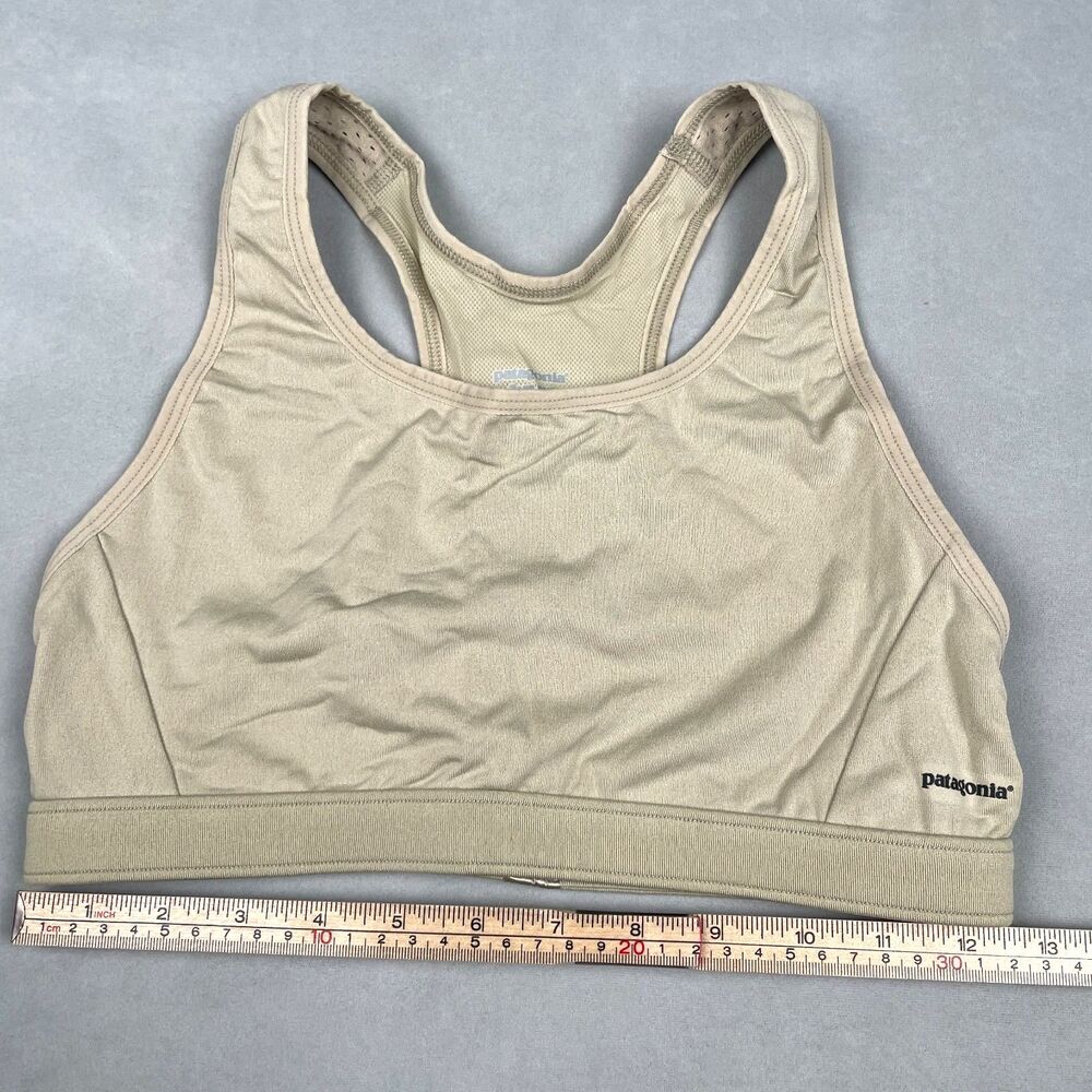 Patagonia Capilene Sports Bra Women M Desert Tan Racer Back USA Made Activewear - Picture 3 of 8